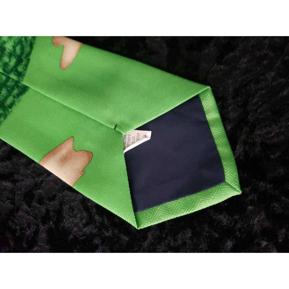 Vintage Purbo Prestige Italy Golf Neck Tie Mens Green Black Career Wear